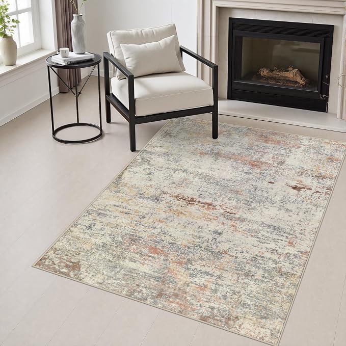 Area Rug Living Room: 3x5 Modern Washable Indoor Soft Carpet Taupe | For Hallway, Bedroom, Kitchen, Laundry, Bathroom,Door Mat,Modern Abstract,Machine washable,Non-Slip,Stain Resistant,Indoor
