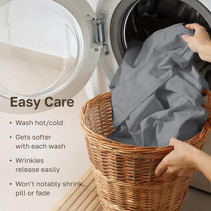 California Design Den Soft 100% Cotton Sateen Full Size Sheets Set | 400 Thread Count Backed by Good Housekeeping Seal, 16" Deep Pocket, All-Around Elastic, Durable, Easy Care - Slate Grey