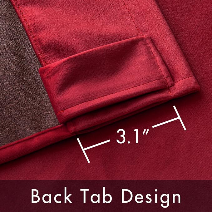 MIULEE Velvet Curtains 52x84 inches 2 Panels Red Blackout Curtains | Luxury, Christmas Decor, Bedroom Living Room, Thermal Insulated, Super Soft Window Drapes, Rod Pocket & Back Tab