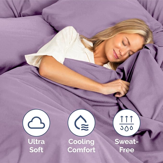 King Size 4 Piece Sheet Set - Ultra Soft & Cooling Sheets - Lilac | Fits 8 Inch to 16 inch Mattress, Wrinkle Free & Fade Resistant with Deep Pockets, Breathable, Comfy Hotel Luxury Bedding