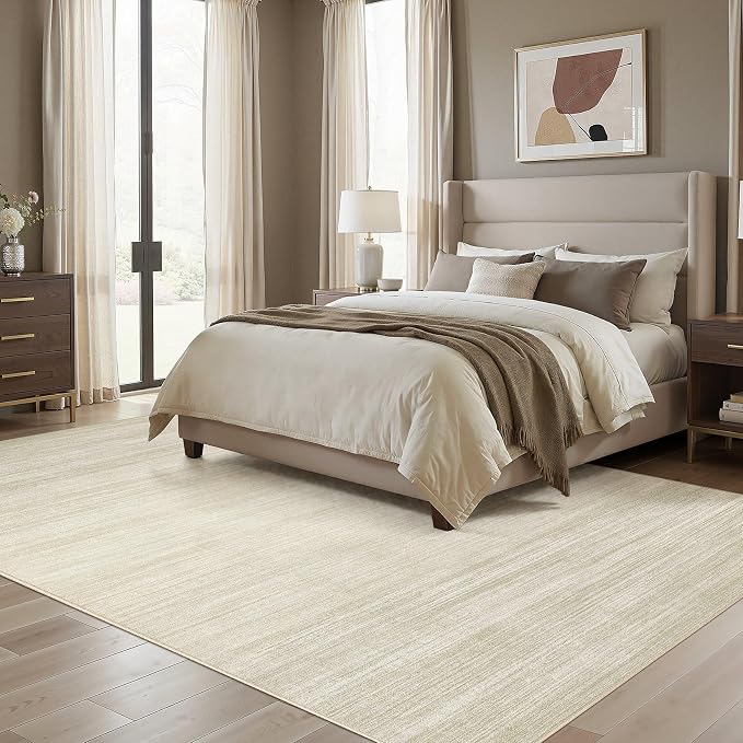 UERMEI 6x9 Washable Area Rug - Neutral Modern Abstract Living Room Rugs, Non-Slip Soft Large Indoor Floor Carpet for Bedroom Home Office & Under Dining Table Decor, Brown/Beige