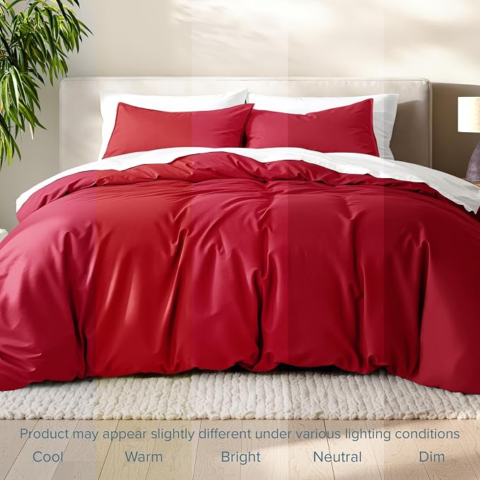 Bare Home Duvet Cover Set 1800 Ultra-Soft (Full, Red) | Lightweight, Cooling, Breathable, Premium 1800 Ultra-Soft, All-Season