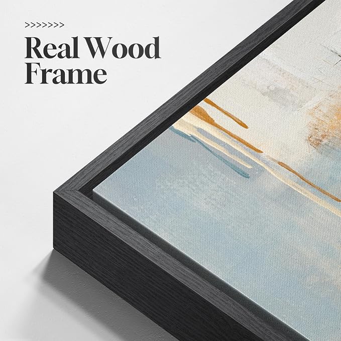 Extra Large Framed Blue Abstract Wall Art for Living Room, Horizontal 60x40 | Cross picture, Canvas prints, Wood frame, Modern blue orange paintings, Artwork for walls, Wall decor for bedroom dining room