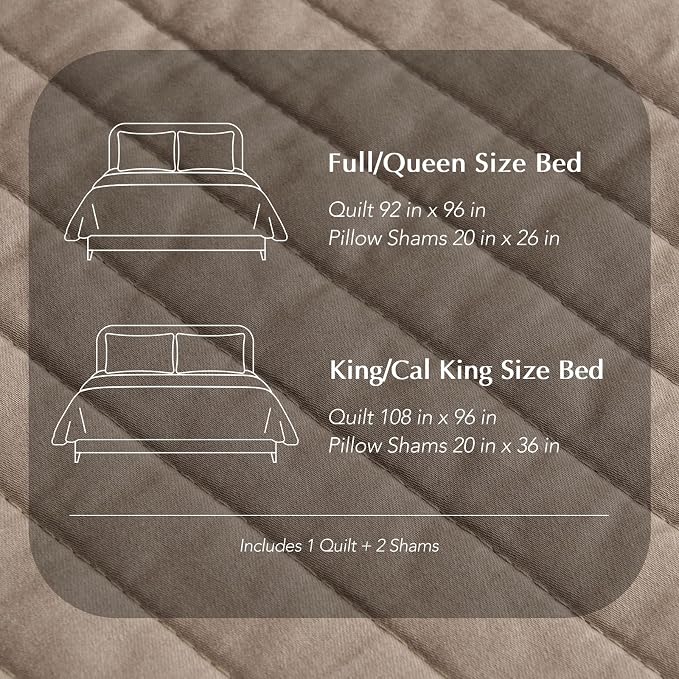 EVERGRACEHOME Cotton Sateen Quilt Set, Queen Size, Stone Taupe | 100% Cotton, Channel Stitch Coverlet Bedspread, Pre-Washed Lightweight Soft Bedding Set for All Season, 3 Piece, with 2 Shams