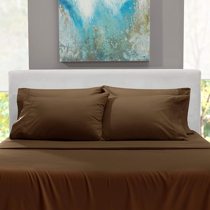 Hearth & Harbor Extra Deep Pocket Sheets - Fits Mattress 18-24 Inches Deep - Extra Deep Pocket California King Size - 6 Piece Cal King Sheets - Cal King, Brown