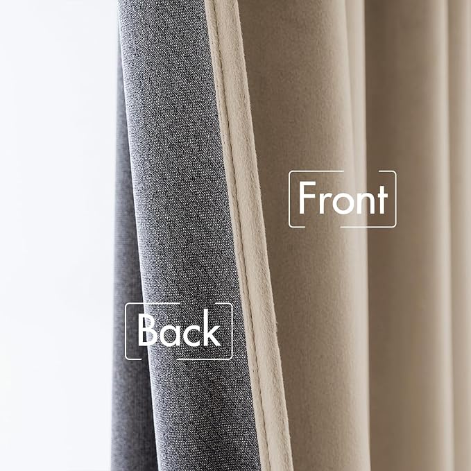 MIULEE Velvet Curtains 52x90 inches 2 Panels Cream Beige Blackout Curtains | Luxury, Bedroom Living Room, Thermal Insulated, Super Soft Window Drapes, Rod Pocket & Back Tab