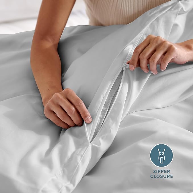 Bare Home Duvet Cover Set 1800 Ultra-Soft (California King, Cloud Grey) | Lightweight, Cooling, Breathable, Premium 1800 Ultra-Soft, All-Season