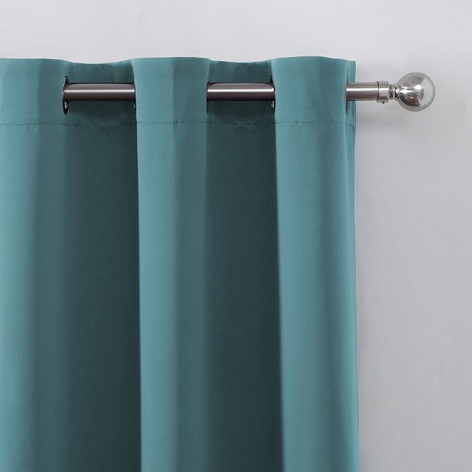 Sea Teal Thermal Blackout Curtains/52 x 95 Inch/Set of 2 Panels Room Darkening Curtains