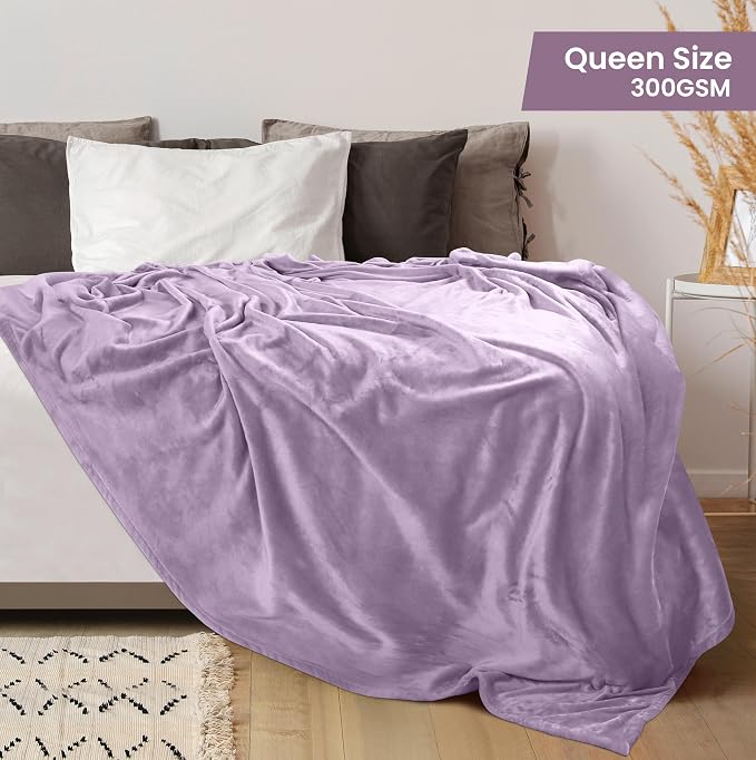 Utopia Bedding Ultra Soft Fleece Bed Blanket Queen Size Lilac (90x90 Inch) | Microfiber Plush Warm Lightweight Breathable Cozy Blanket Anti-Static, All Season Use, Gift for Women and Men