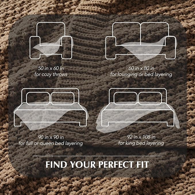 EVERGRACEHOME Chunky Chenille Knit Throw Blanket, 50 x 60, Camel Brown | Sculpted Moss Stitch, Chic Modern Farmhouse, All-Season Warmth, OEKO-TEX® Certified, Elegant Blanket for Couch, Bed, Sofa