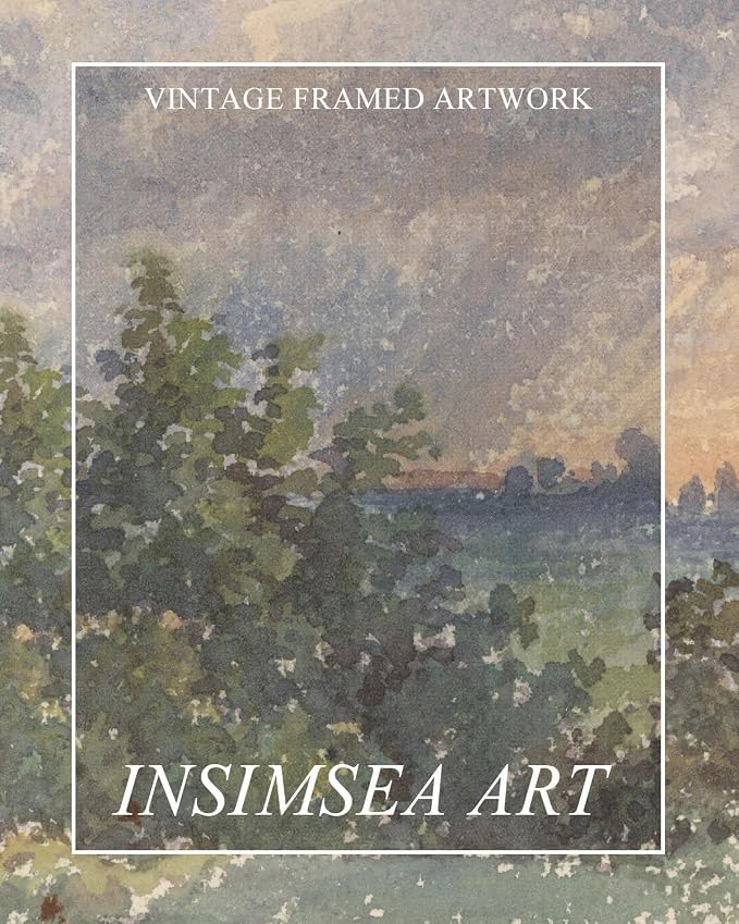 InSimSea Extra Large Framed Vintage Wall Art, Cloud under Sky Print,20x40In | Living Room Country Farmhouse Decor, Watercolor Landscape Canvas Painting, Long Picture for Bedroom Above of Bed