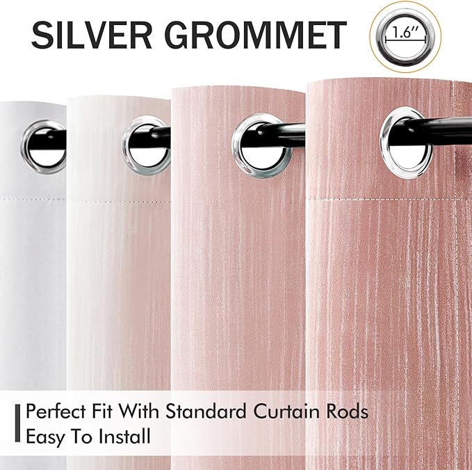 MIULEE Pink and Greyish White Ombre Blackout Curtains 52Wx84L Set of 2 | Full Room Darkening,Thermal Insulated,84 Inch Long,Grommet Drapes for Bedroom/Living Room,Modern Window Treatments