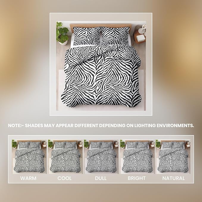 Custom Duvet Cover - Cotton Soft Premium Breathable Customizable Printed Animal Zebra Comforter Cover (Desired Dimensions) - Zipper Closure & 7 Internal Ties - Zebra