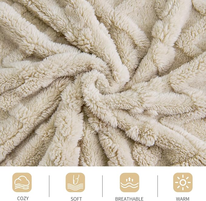 Aganear Fleece Throw Blanket for Couch Sofa 60"x80" Khaki | Lightweight Fuzzy Throw,Warm Gift for Women,Christmas,Housewarming,Soft,Fall Boho Design for Room Home Decor,All-Season Use