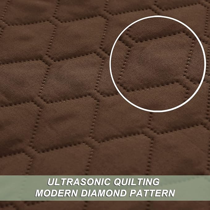 Exclusivo Mezcla Reversible Twin Quilt Bedding Set, Chocolate Brown | Lightweight Bedspreads with 1 Pillow Sham, Soft Microfiber, All Season Bed Coverlets for Dorm Bedroom Guest Room, 68x88 Inch