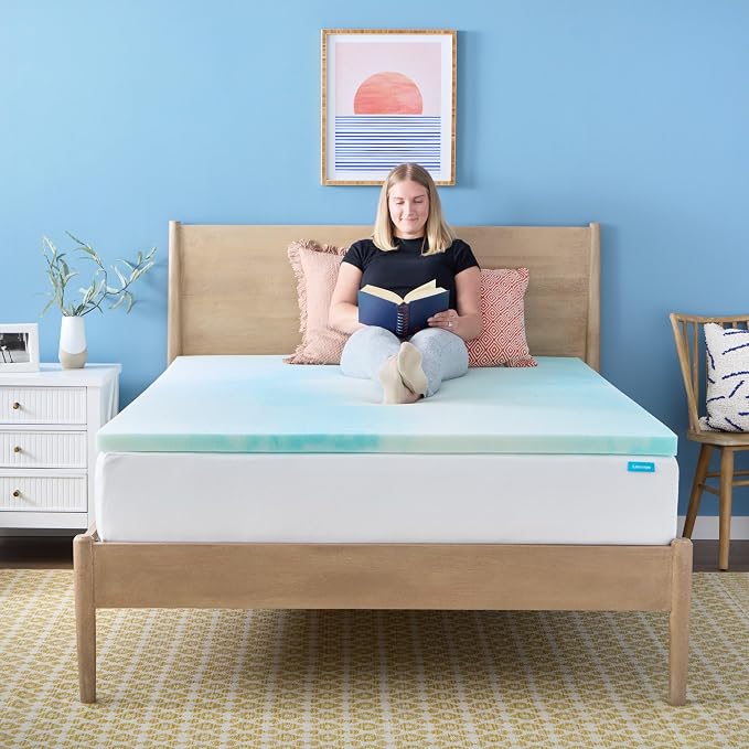 Linenspa 2 Inch Swirl Gel Memory Foam Mattress Topper, Twin Size – Cooling Gel Infused, Ventilation Holes – Pressure Relieving Bed Topper – CertiPUR Certified