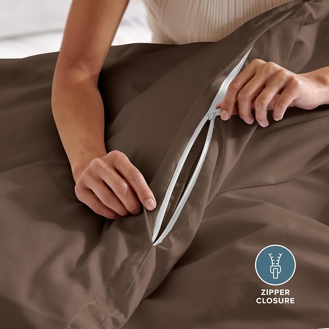 Bare Home Duvet Cover Set 1800 Ultra-Soft (California King, Cocoa) | Lightweight, Cooling, Breathable, Premium 1800 Ultra-Soft, All-Season