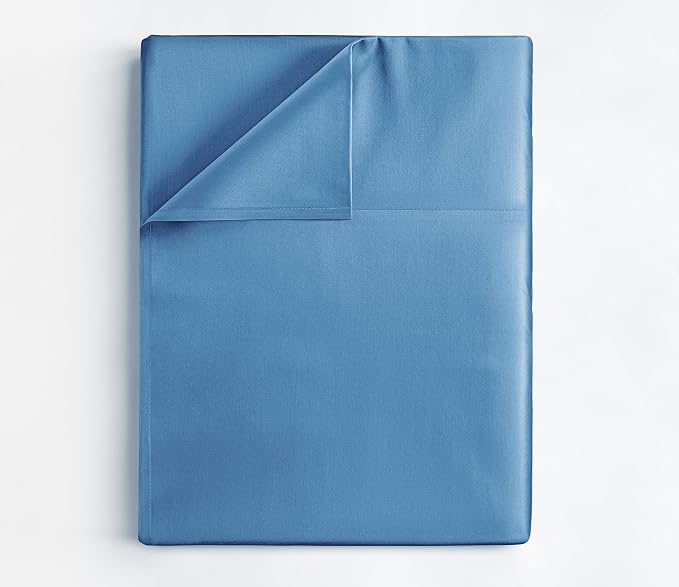 Cal King Flat Sheet - Single Top Flat Sheet Only - Cooling - Denim Blue | Hotel Luxury Top Flat Sheet Only, Ultra-Soft, Breathable & Cooling, Fade & Wrinkle Free, Easy-Care, Stain & Shrink Resistant