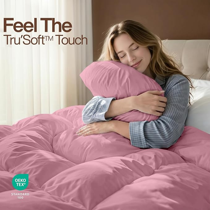Utopia Bedding Queen Comforter, Duvet Insert, Pink, 88 x 88 Inches | Soft and Fluffy Down Alternative Bed Comforter, All Season, Breathable, Corner Tabs, Box Stitched, Durable, Machine Washable
