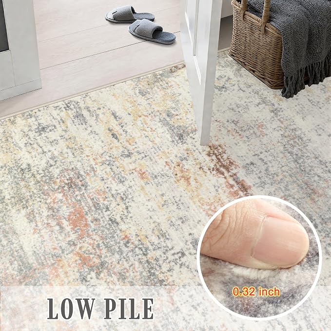 Area Rug Living Room: 5x5 Modern Washable Indoor Soft Carpet Taupe | For Bedroom Dining Room Farmhouse Nursery Hallway Office,Modern Abstract,Machine washable,Non-Slip,Stain Resistant,Indoor