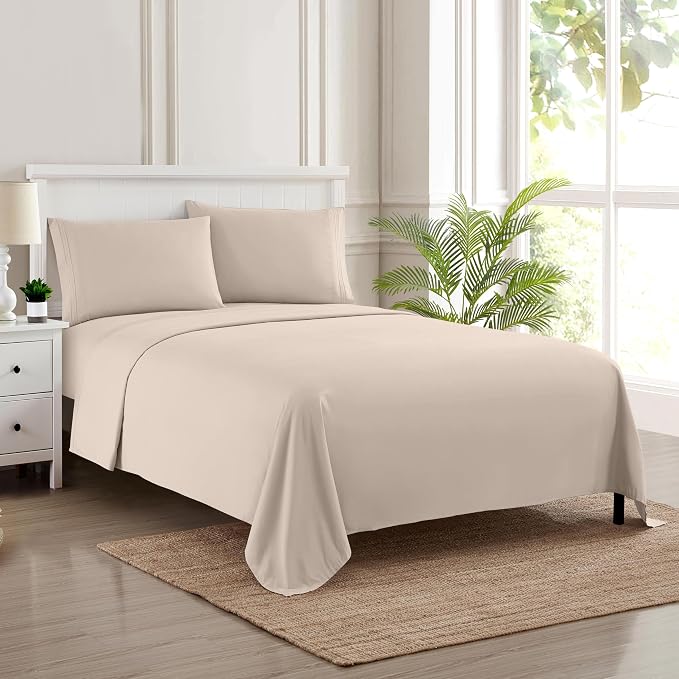 Full Size Sheet Sets - Breathable Luxury Sheets with Full Elastic & Secure Corner Straps Built In - 1800 Supreme Collection Extra Soft Deep Pocket Bedding, Sheet Set, EXTRA DEEP pocket - Full, Beige