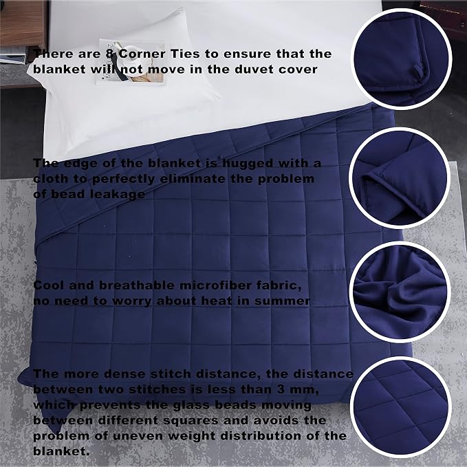 L'AGRATY Weighted Blanket - 40"x60" 10lbs Cooling Breathable Microfiber Material with Glass Beads Small Blanket for All-Season Summer Fall Winter Soft Thick Comfort