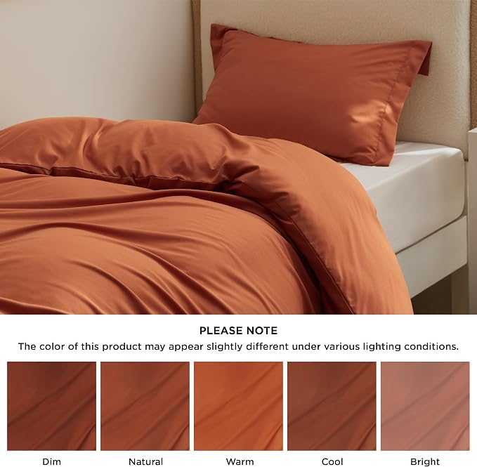 Bedsure Twin/Twin XL Duvet Cover, Double Brushed Bedding Set, Terracotta | For Kids & Adults, 68"x90" Comforter Cover, Hotel Luxury, All Season, Breathable, Easy Care, Lightweight, Zipper Closure