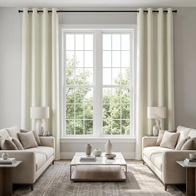 KOUFALL 132 Inch Blackout Curtains, 11FT High Ceiling Extra Long Grommet Drapes for Living Room Bedroom, 2 Panels Set, 11 FT Length 52'' W x 132'' L Inches, Cream Beige