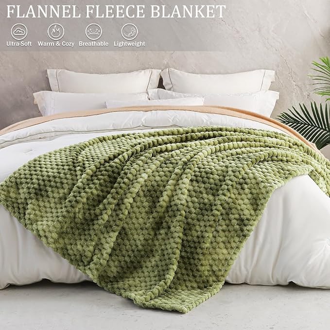 Exclusivo Mezcla 3D Fleece Queen Size Blanket for Bed, Tie-dye Olive | Extra Soft Fuzzy Plush Lightweight Bed Blankets, Cozy Fluffy Decorative Blankets for All Seasons, 90x90 Inches