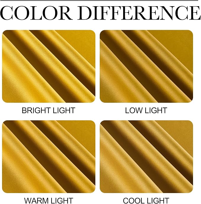 NICETOWN Gold Blackout Cafe Faux Silk Curtains for Small Windows, 42" Wide by 36" Long, 2 Panels, Rod Pocket Privacy Blackout Satin Drapes for Home Decoration