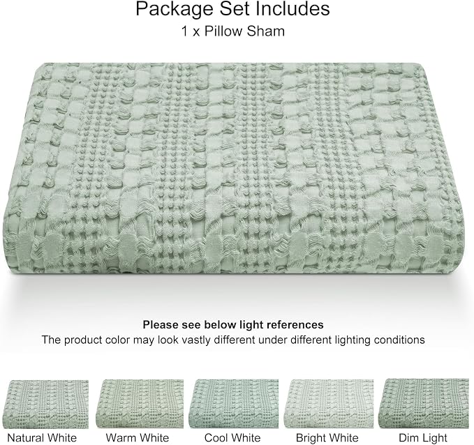 PHF 100% Cotton Waffle Body Pillowcase with Zipper, 1 Pack 20" x 54" Soft Skin-Friendly Pillow Sham, No Filling, Aesthetic Woven and Breathable Waffle Weave Body Pillow Cover for Bed, Mint Green