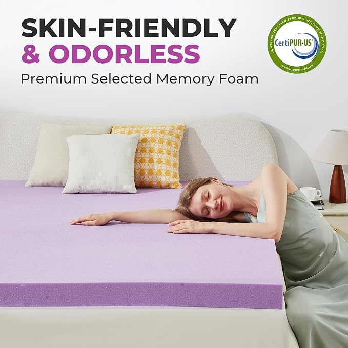 BDEUS 1.5 Inch Gel Memory Foam Mattress Topper Ventilated Soft Pressure Relieve Mattress Pad, Breathable Bed Topper, CertiPUR-US Certified, Full Size
