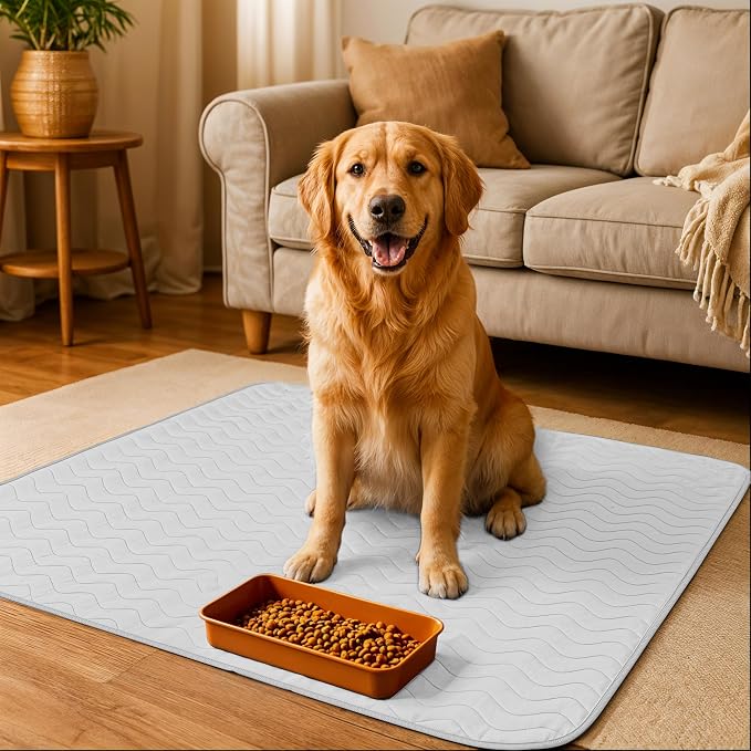 4 Pack Washable Pee Pads for Dogs 18" x 24", Waterproof Dog Training Pads | Reusable Dog Training Pads for Sofa, Incontinence Bed Pads for Adults, Elderly and Kids (White,Blue) by Utopia Bedding