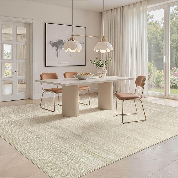 UERMEI 5x7 Washable Area Rug - Neutral Modern Abstract Living Room Rugs, Non-Slip Soft Large Indoor Floor Carpet for Bedroom Home Office & Under Dining Table Decor, Brown/Beige