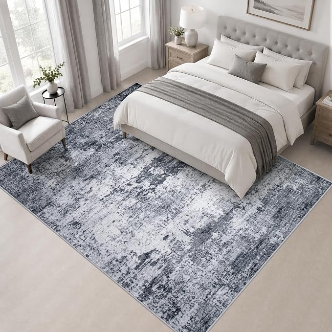 Area Rug Living Room: 6x6 Modern Washable Indoor Soft Carpet Grey | For Bedroom Dining Room Farmhouse Nursery Hallway Office,Modern Abstract,Machine washable,Non-Slip,Stain Resistant,Indoor