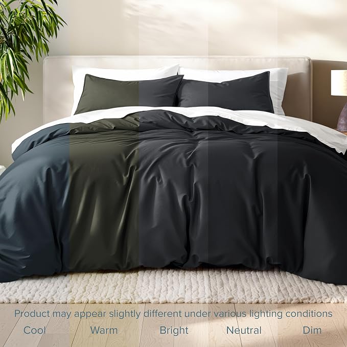 Bare Home Duvet Cover Set 1800 Ultra-Soft (King, Black) | Lightweight, Cooling, Breathable, Premium 1800 Ultra-Soft, All-Season