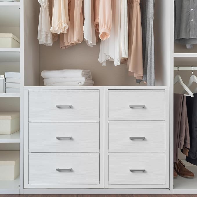 BOLUO Closet Drawers White Fabric 3 Drawer Small Dresser for Closet Organizers and Storage Bedroom Dorm Modern