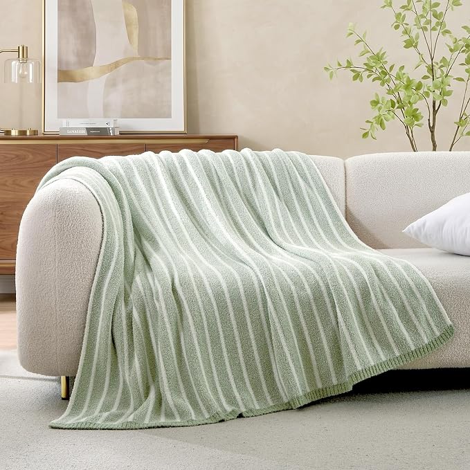 Snuggle Sac Sage Green Bedding Blanket Twin Size 60x80 | Ultra Soft, Warm Cozy Knit Fuzzy, For Sofa, Bed, Living Room