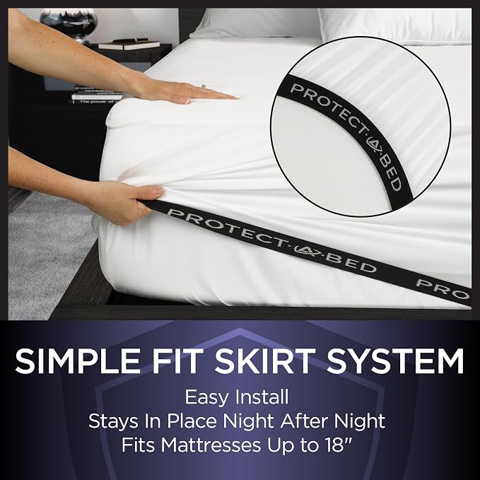 Protect-A-Bed Essential Waterproof Mattress Protector, Full | Waterproof mattress protector with breathable quiet fabric protects against spills and dust mites for 11-18 inch mattresses