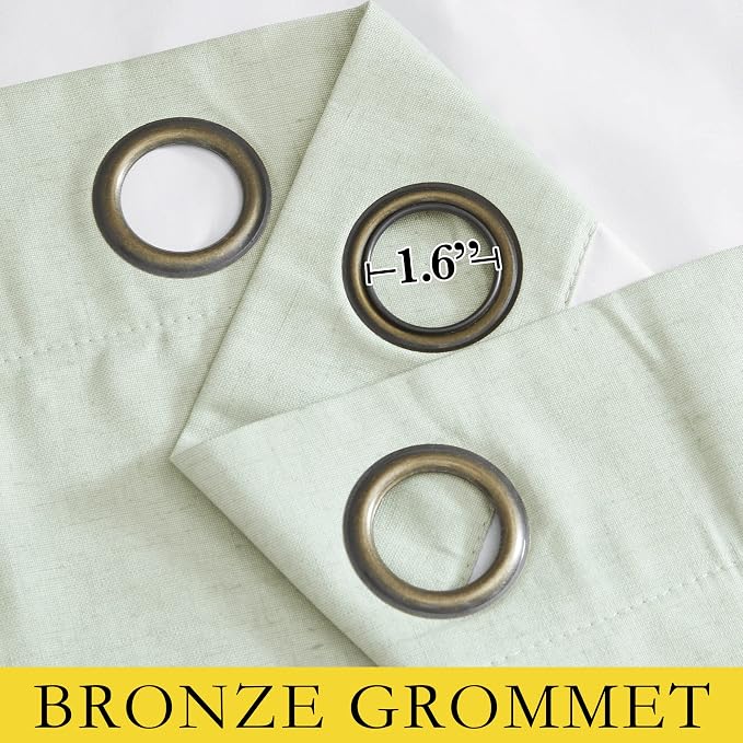 NICETOWN Sage Green Short Kitchen Linen Blackout Curtains 45 inches Length, 52" Wide, Pair of Thermal Insulated & Energy Efficiency Cold Reducing Drapes for Windows, Lined Linen Flax Window Dressing