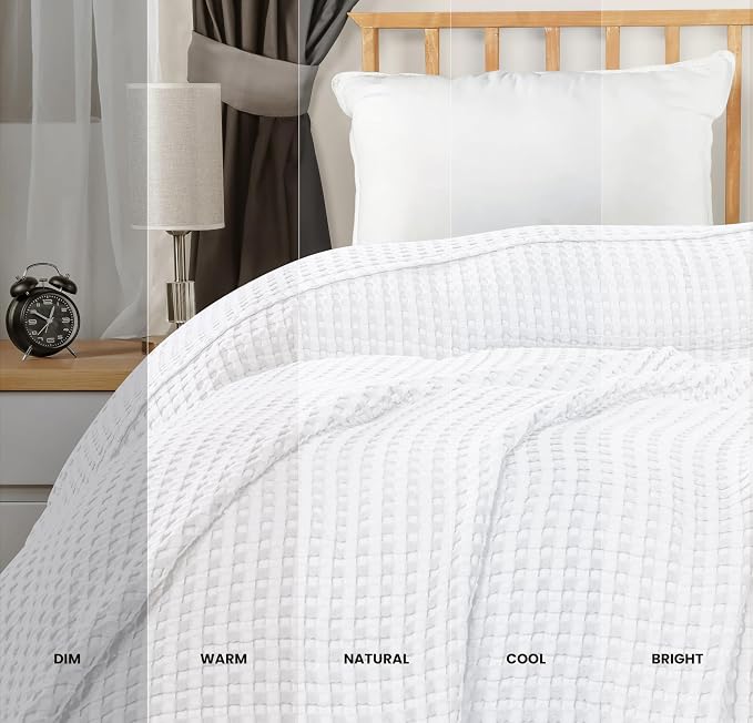Utopia Bedding 100% Cotton Waffle Blanket Throw Size White, 50x60 Inch | Lightweight Breathable Cozy Summer Bed Blanket Home Decor Gift for Women and Men
