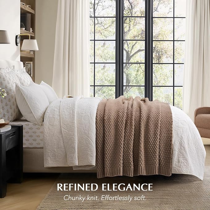 EVERGRACEHOME Chunky Chenille Knit Throw Blanket, 60 x 80, Rosewood | Sculpted Moss Stitch, Chic Modern Farmhouse, All-Season Warmth, OEKO-TEX® Certified, Elegant Blanket for Couch, Bed, Sofa