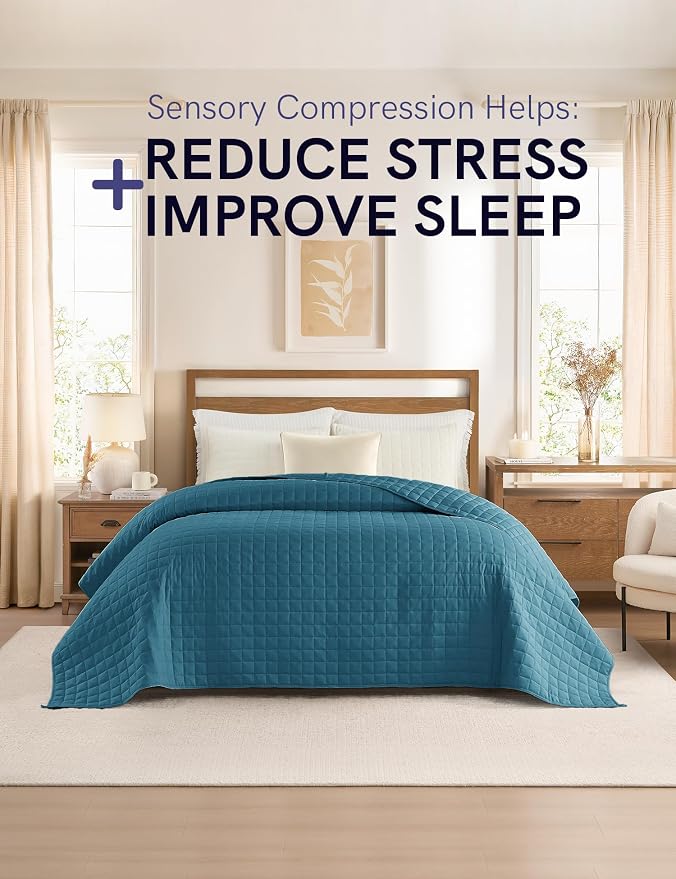 YnM Exclusive Weighted Blanket, Organic Long Stapled Cotton Material with Premium Glass Beads (Peacock/Grey Reversible, 60''x80'' 25lbs), Suit for One Person(~240lb) Use on Queen/King Bed