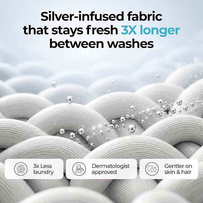 Silvery Silver Infused Bed Sheets Set - Ultra-Soft Temperature-Regulating Fabric with Self-Cleaning Technology™ that Stays Fresh 3X Longer for Hygienic Sleep