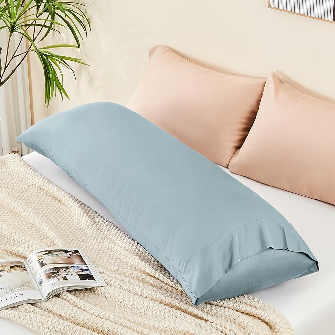 BEDELITE Body Pillow Pillowcase, Rayon from Bamboo, Haze Blue, 20"x54" | Cooling and Breathable Body Pillow Cover for Hot Sleepers & Night Sweats, Silky Soft Full Long Pillow Case, Envelope Closure