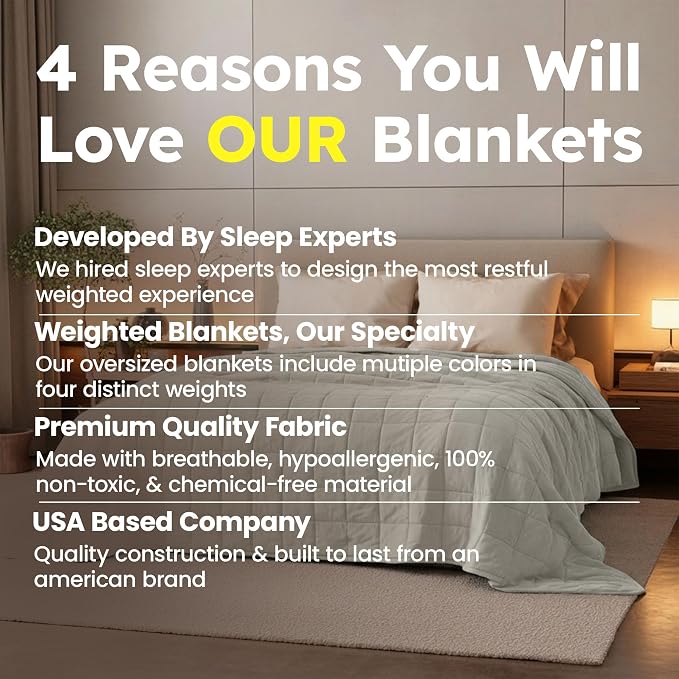 HomeSmart Weighted Blanket King Size 40lb, Ultra Soft Fabric, Heavy Blanket | Fits King and Californa King Beds, Evenly Distributed Weight For Balanced Comfort, Breathable Fabric, Machine Washable