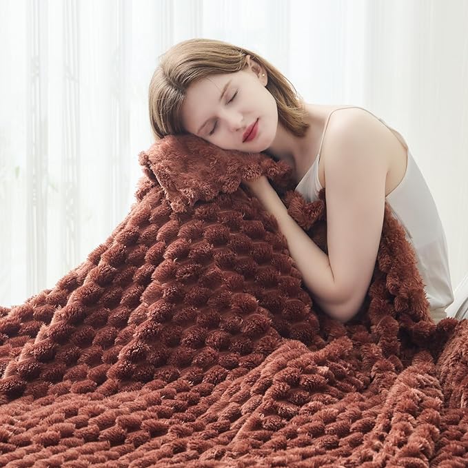 NEWCOSPLAY Fleece Clouds Cozy Throw Blanket for Couch, Coffee, 50"x60" | Premium Silky Flannel Blanket, Soft Lightweight Fluffy Throw Blanket for Bed Sofa Decor, Gift for All Season Use
