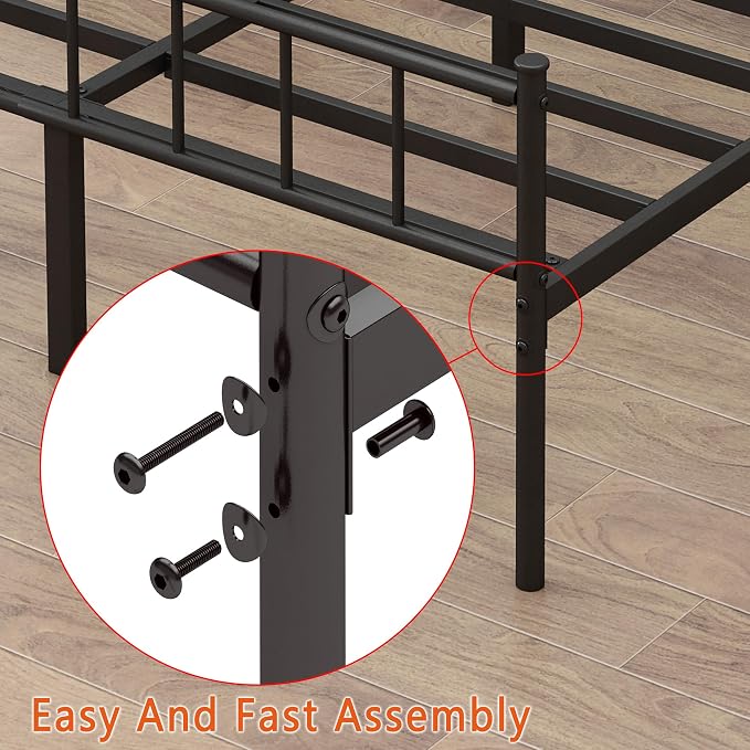 DIIYIV Cal King Metal Bed Frame,Steel Slat Support,Noise Free,Easy Assembly | Cal King Size Bed,Mattress Foundation,Underbed Storage,No Box Spring Needed