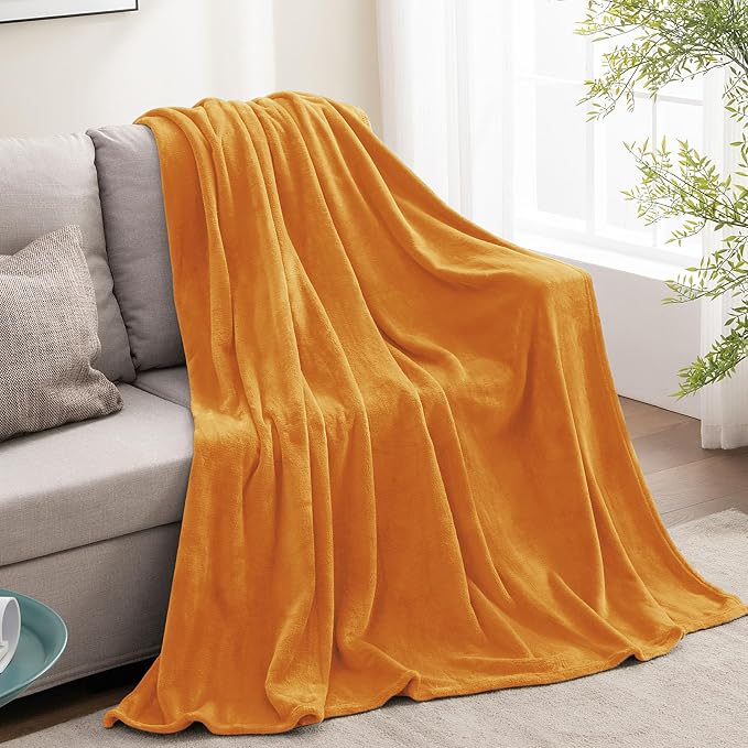 BEDELITE Fleece Blanket Soft Fall Twin Size Blanket Burnt Orange 60"x80" | Ultra Soft Fleece, Plush Microfiber, Lightweight Warmth, Fall Decor, Fade Resistant, Machine Washable, Couch Sofa Bed