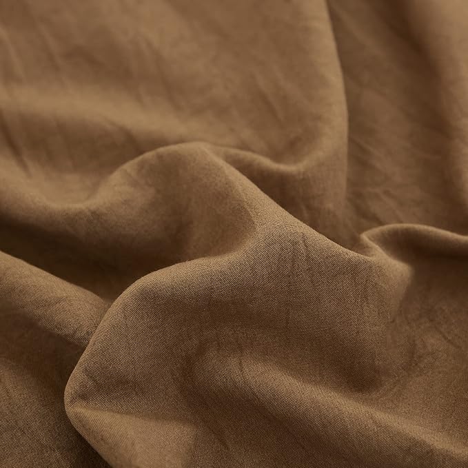 Merryword Brown Pillowcases - King Size Ruffled Shams Set of 2 - Solid Fringe Design - Coffee Brown Shabby Chic - 2 Pack (King (20''x36''))